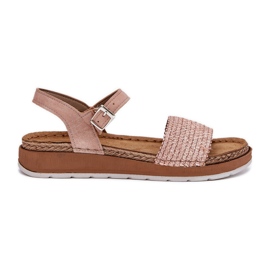 Kvinders sandaler med fletning på inblu GS000050 Pink Belt lyserød