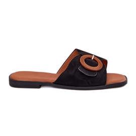 Flad -hælede kvinder flip flops med sort klemme