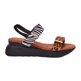 Kvinders sandaler til kiler leopard og brun zebra
