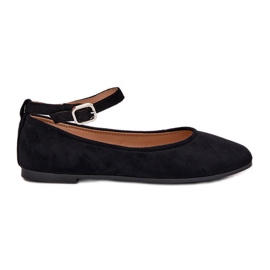 Eco Suede Ballerinas med bælte og klemme sort
