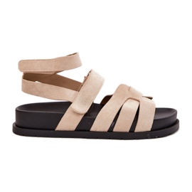 Eco Suede Kvinders sandaler med velcro beige