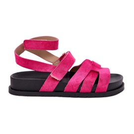 Eco Suede Women's Sandals med velcro fuchsia lyserød