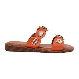Kvinders flip flops med gyldne stifter orange