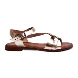 Zazoo 40182 læder kvinders sandaler złote gylden