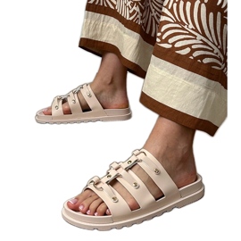 Beige romersk flip flops med studs