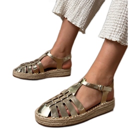 Guld sandaler Espadrilles Gladiator fra Eco -Leather gylden