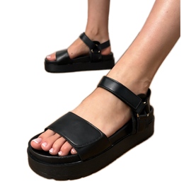 Sort Eco -Leather Sandaler på platformen