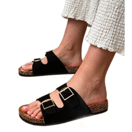 Sort flip flops med kork sål