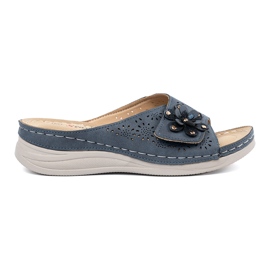 Seastar Navy kvinders flip flops med en dekorativ blomst blå