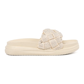 Seastar Lys beige flip flops med krystaller