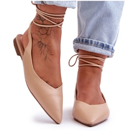 Kvinders øko-del bundet nøgen ballerinaer beige