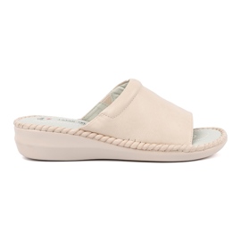 J. Star Lys -beige læderindsats flip -flops