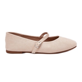 Flade ballerinaer med øko ruskind beige