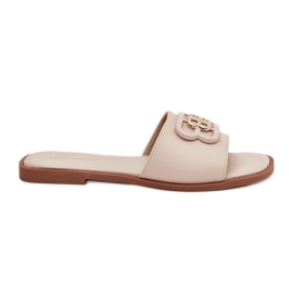 Flad kvinders flip flops med dekorativ detalje beige