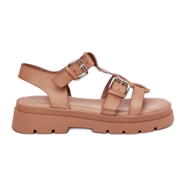 Kvinders øko læder sandaler med khaki spænder beige