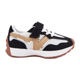 Børns sneakers med hvid og hvid velcro sort