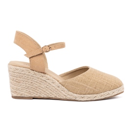 Shelvt Beige sandaler espadriller på kile