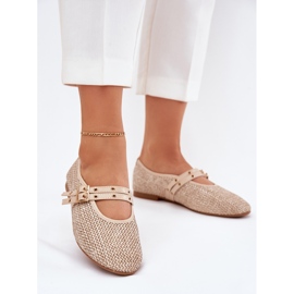Ballerinaer med fletning og beige striber