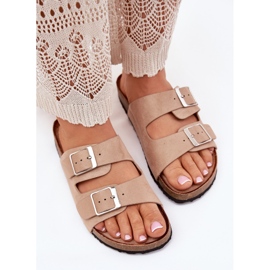 Kvinders flip flops på Cork -platformen beige spænder