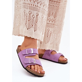 Kvinders flip flops på Cork -platformen Purple spænder violet
