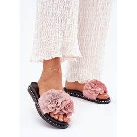 Kvinders flip flops med stofblomster lyserøde