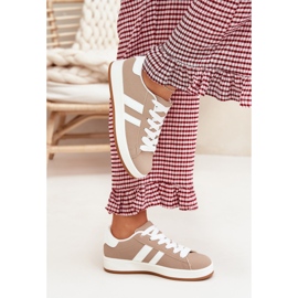 Kvinders sneakers sportssko med øko læder mørkt syn beige