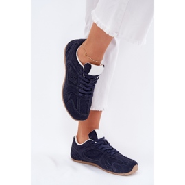 Kvinders sportssko med Eco Suede Navy Blue blå