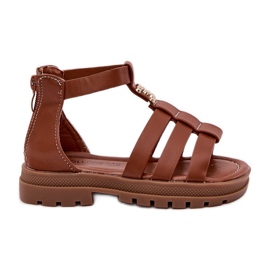 Pigernes gladiator sandaler med gylden detalje brun