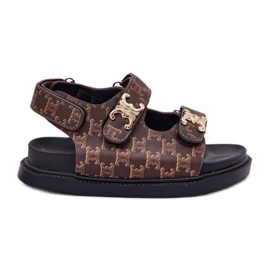 Børns velcro -sandaler med gyldne detaljer brune