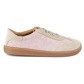 Barfodet kvinders lædersko Olivier Eliza Pink Flowers lyserød