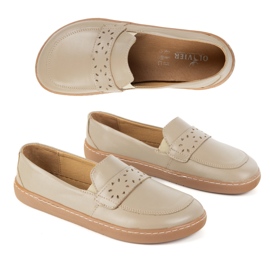 Olivier Kvinders barfodede Inga Loafers med en bred front polsk mørk beige