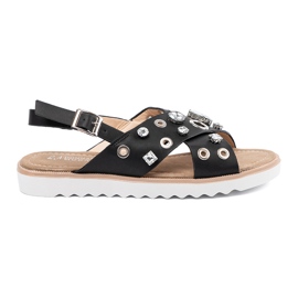 Shelvt Sorte sandaler med dekorative studs