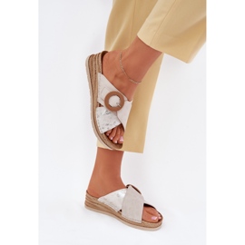 Kvinders kiler med en dekorativ inblu RV000012 klemme klemme beige
