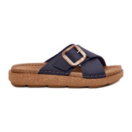 Kvinders læder flip flops med inblu ed0003iu marineblå