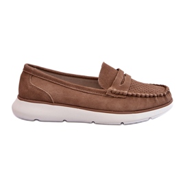 Kvinders ruskind loafers på Sergio Leone SP012 Platform Light Beige
