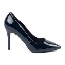 Navy Blue plukkede pumper på en høj hæl blå