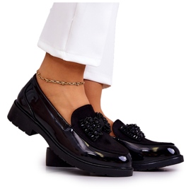 S.Barski Kvinders lakerede lafefer moccasins sort