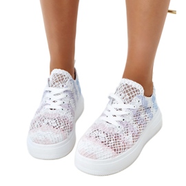 Multicolored Openwork sneakers på platformen hvid