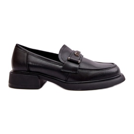 Kvinders naturlige læder loafers Black Vinceza 91114 med et ornament sort