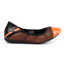 Orange ballerinas med sort mesh