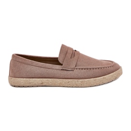 Mænds moccasins med mørk beige fletning