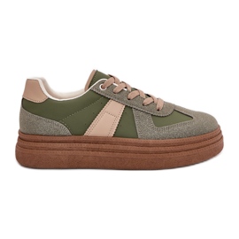 Sneakers på platform til kvinder, grønne