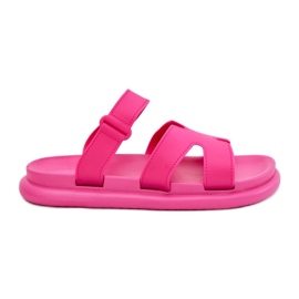 Kvinders gummi flip flops med fuchsia bælte lyserød