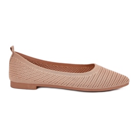 Mørk -farvede kvinders materielle ballerinaer beige