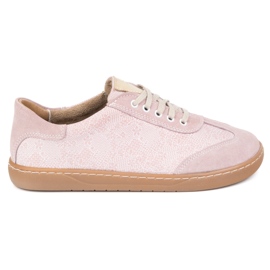 Barfodet kvinders lædersko Olivier Eliza Pink Flowers lyserød