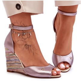 Lædersandaler til Laura Messi 2603/783 Taupe beige