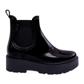 Big Star Kvinders lakerede wellies på den store stjerne MM274395 Black Platform sort