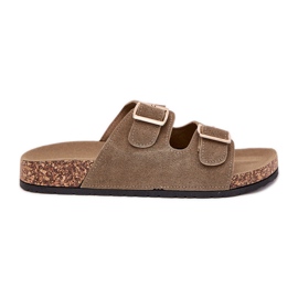 Boto Kvinders flip flops med gyldne klemmer og mørkegrøn luner