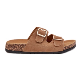 Boto Kvinders flip flops med gyldne klemmer og lysebrun luner
