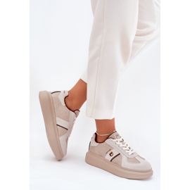 Big Star Kvinders læder sneakers på den store stjerneplatform af Daniel Lopez SS2D4003 Beige